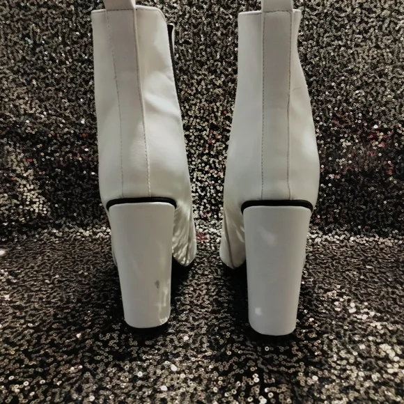 White w/Black Trim Ankle Boots - Picture 3 of 6